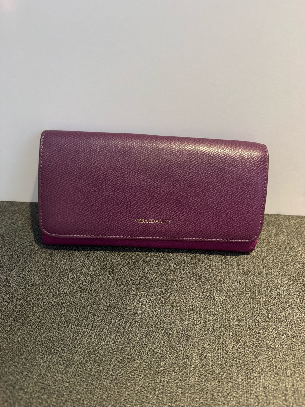 Vera Bradley Plum Leather Wallet with Gold Logo